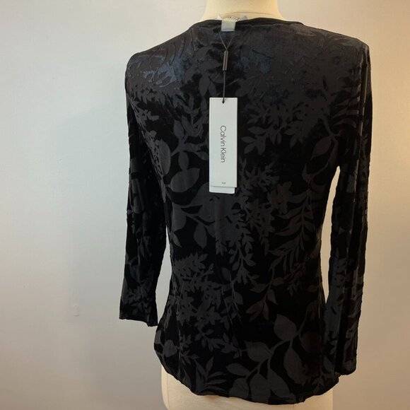 Calvin Klein Suit Women's Velour 3/4 Sleeve Top - Size Small - NWT $89 - Picture 3 of 4